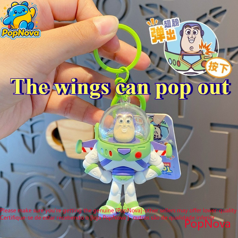 พวงกุญแจ Toy Story Buzz Lightyear The Wings สามารถเล่นได้‌ จี้กระเป๋านักเรียนของเล่นเด็กอเนกประสงค์การ์ตูน