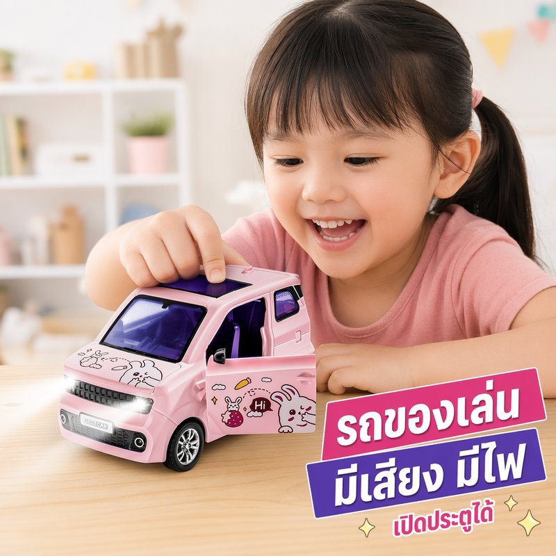 รถโมเดล มินิ รถของเล่น ดึงถอยหลัง มีไฟ มีเสียง เปิดประตู4ด้าน รถเหล็กสมจริง ของเล่นเด็ก