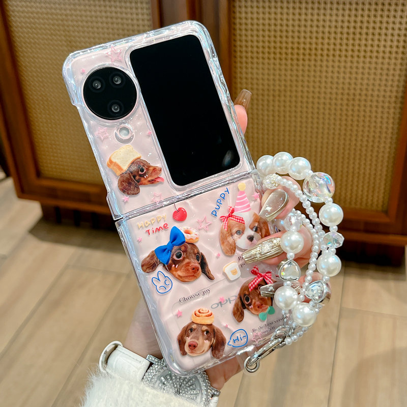 เคสโทรศัพท์แบบพับได้สําหรับ Oppo Find N2 N3 Flip สร้อยข้อมือแมวจีบโปร่งใส เคสโทรศัพท์ TPU แบบแข็ง
