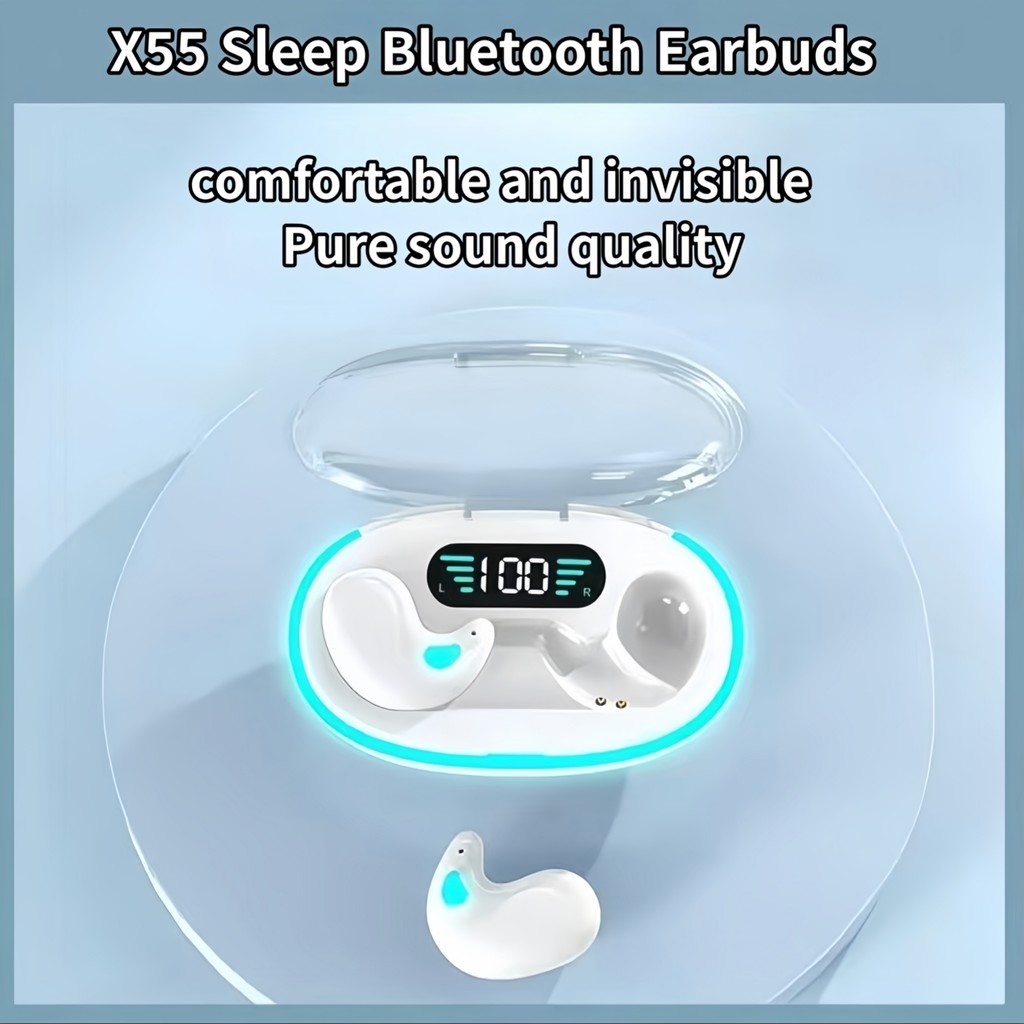 หูฟังบลูทูธไร้สาย X55, เอฟเฟกต์เสียงรอบทิศทางแบบพาโนรามา, จอแสดงผลแบตเตอรี่ดิจิตอล, เคสชาร์จโปร่งใสกึ่ง, การสื่อสารด้วยเสียงที่ชัดเจน