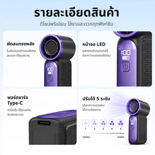 【Flash Sale】10000rpm พัดลมพกพา ใช้งาน 5 ชั่วโมง พัดลมพกพา ไม่มีเสียง พัดลม USB พกพา พัดลมพกพา ต้องมีสำหรับการเดินทาง