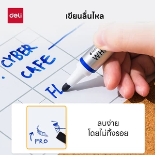 เซ็ตปากกาไวท์บอร์ด 4 สี Deli รุ่นU001-4AS/U00101/U099 ปลายไฟเบอร์ทนทาน หมึกสดชัด ขนาดเส้น1.8–2.0 มม.