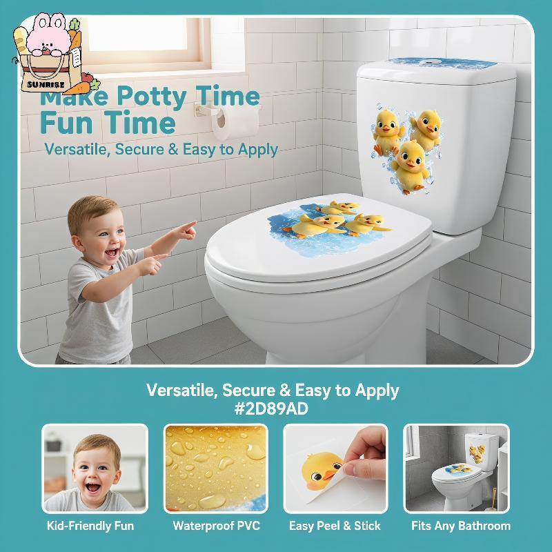 [ใหม่] การ์ตูนเล่นน้ํา Du Toilet Stier Self-Adhesive Beautify ตกแต่งบ้านห้องน้ํา TH