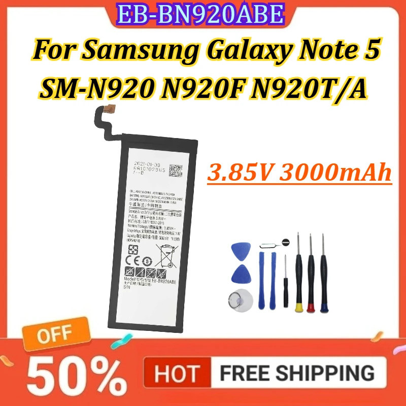 ใหม่ EB-BN920ABE 3.85V 3000mAh แบตเตอรี่สําหรับ Samsung Galaxy หมายเหตุ 5 SM-N920 N920F N920T/A N920