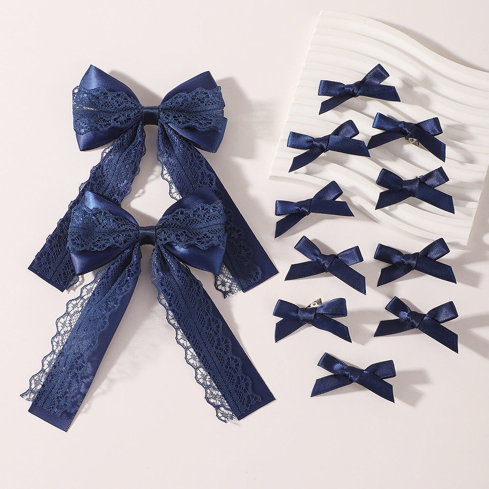 12pcs น่ารักลูกไม้ผม Bows คลิปสําหรับสาวน่ารัก Lolita Hairpins คลิปผม Barrettes เด็ก Headwear อุปกรณ์เสริมผมขายส่ง