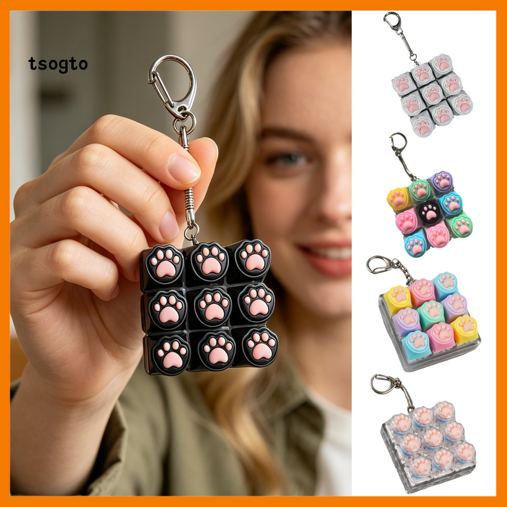 [TS] Mini Mechanical Keyboard มือถือ Fidget อุปกรณ์ Cat Paw คีย์บอร์ด Fidget ของเล่น 9-in-1 Led Ligh