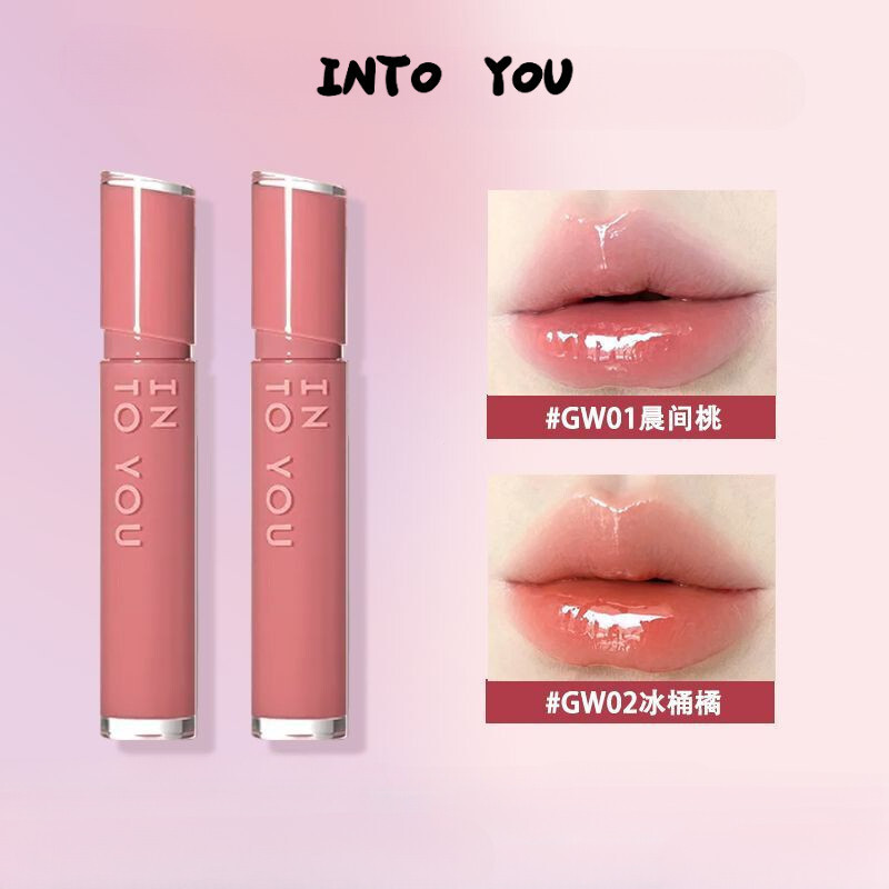 YED8E品⭐INTO YOU Lip Glaze Xinmu และ You/Mirror Lip Gloss ลิปสติกผู้หญิงยาวนาน Moisturizing Light Mir