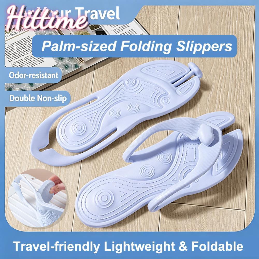 HITTIME 1 คู่สีทึบแบบพกพาพับ Flip-flops Anti Slip รองเท้าแตะสําหรับ Travel Hotel Bath รองเท้าแตะชายห