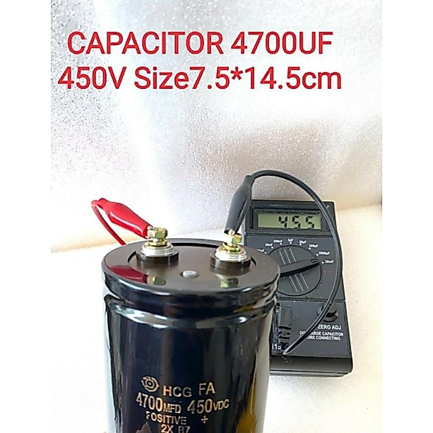 CAPACITOR 4700UF 450V ขนาด7.5×14.5CM  Hitachi Capacitor  ใหม่ แท้ 4700UF450V  บวก-ลบ20% วัดค่าได้ตาม