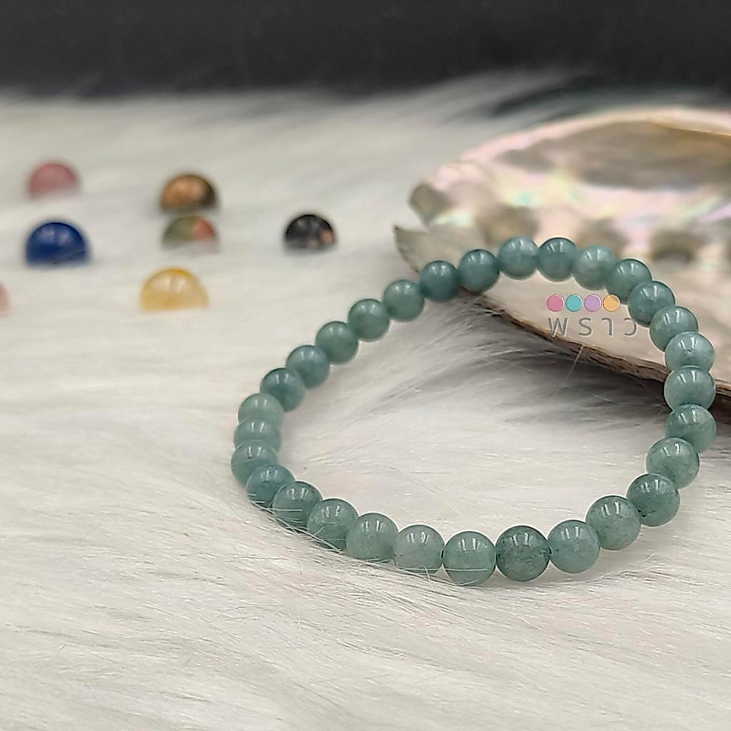 “พราว” สร้อยข้อมือ หินหยกเขียว (Green Jade) 💚💚 เสริมความมั่งคั่งและสุขภาพ ขนาดหิน 6 มิล