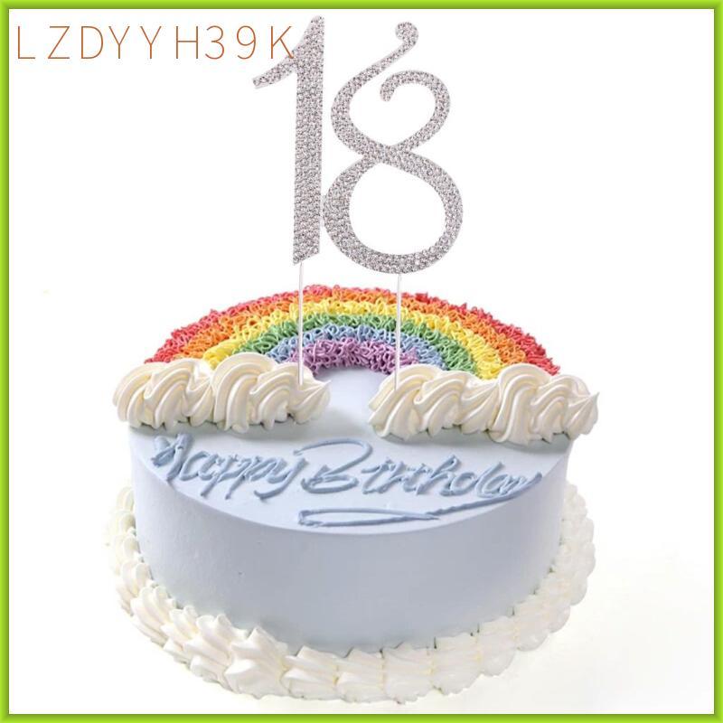 [lzdyyh39k] Crystal Rhinestone 18th Cake Topper Anniversary Birthday Party Decor Silver