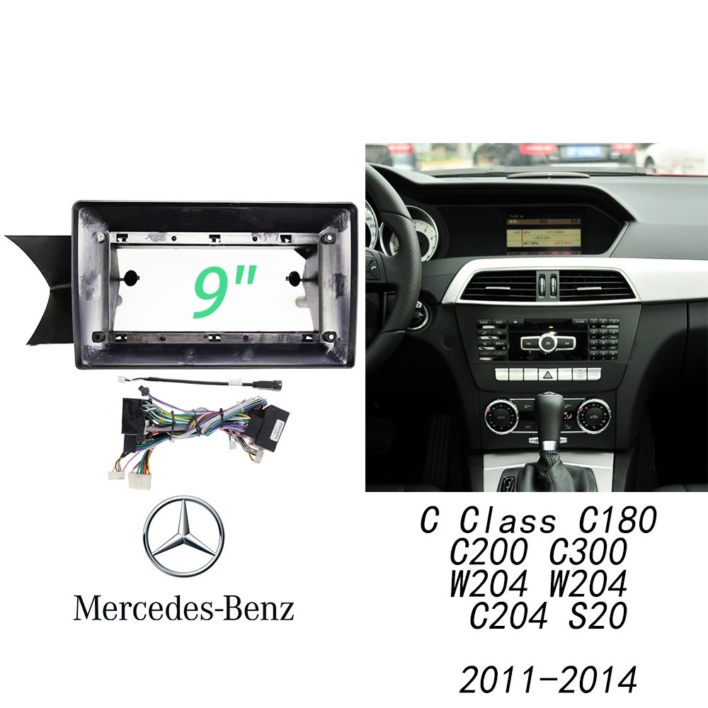 Honxun รถ android หัวหน่วยกรอบสําหรับ Benz C Class C180 C200 C300 W204 W204 C204 S20 2011-2014 2din 