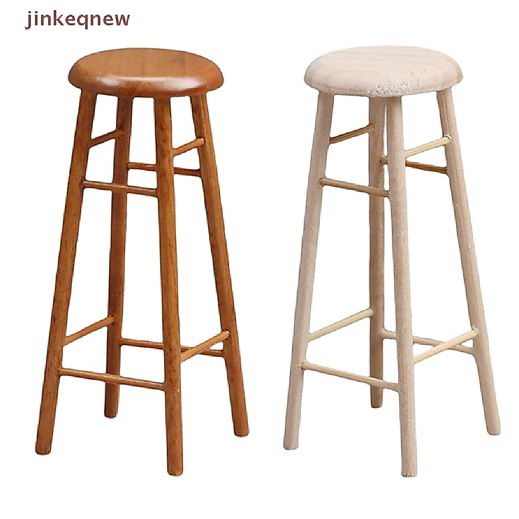 JKTH 1:12 Dollhouse Miniature สูงสตูลบาร์สตูลขนาดเล็กรอบสตูลกระเป๋าเฟอร์นิเจอร์ Decor ตุ๊กตา House อุปกรณ์เสริม JKK