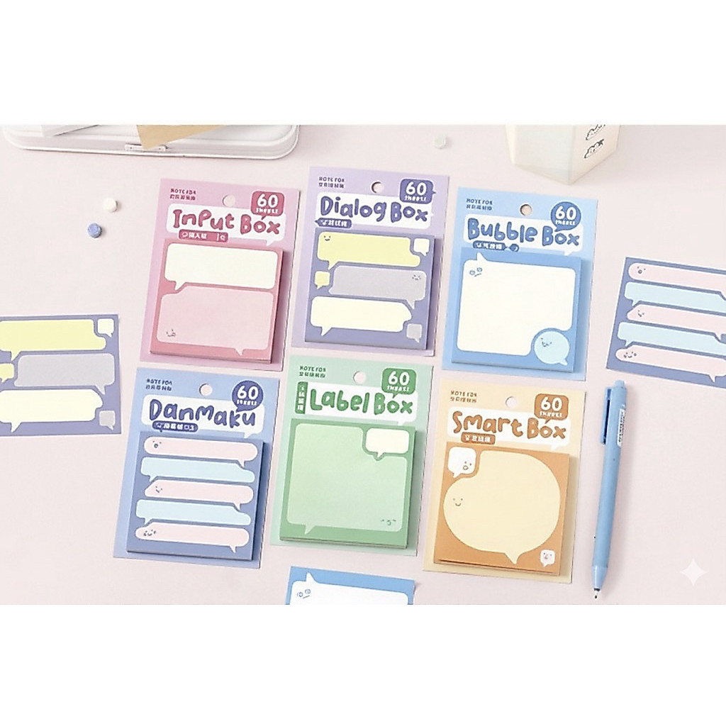 [พร้อมส่ง] กระดาษโน้ตลายน่ารัก Sticky Notes 60 แผ่น กระดาษโน้ตแบบมีกาว ลาย Speech Bubble สำหรับจดบันทึก ตกแต่งแพลนเนอร์