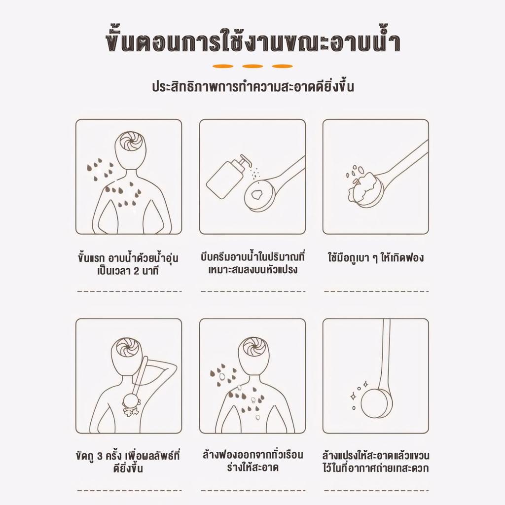 MINISO x AGATE แปรงขัดตัว แปรงขัดผิวกาย ด้ามยาว รูปที่ 8