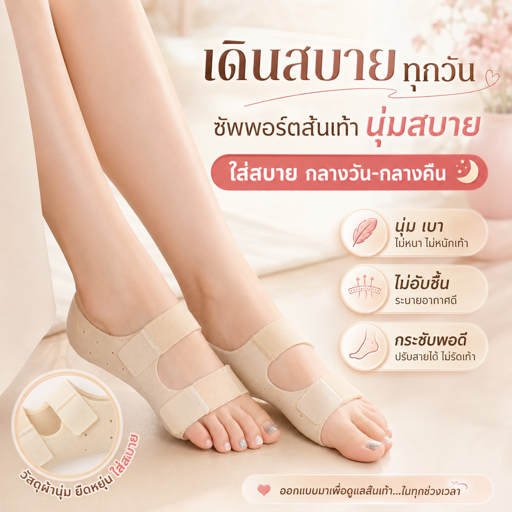 [แนะนำ] แผ่นเสริมอุ้งเท้า 2in1 แผ่นรองส้นเท้าแก้ปวดเท้า รองช้ำหายห่วง เนื้อผ้านุ่มนิ่มซักง่ายแห้งไว สวมใส่ง่ายได้ทุกวัน
