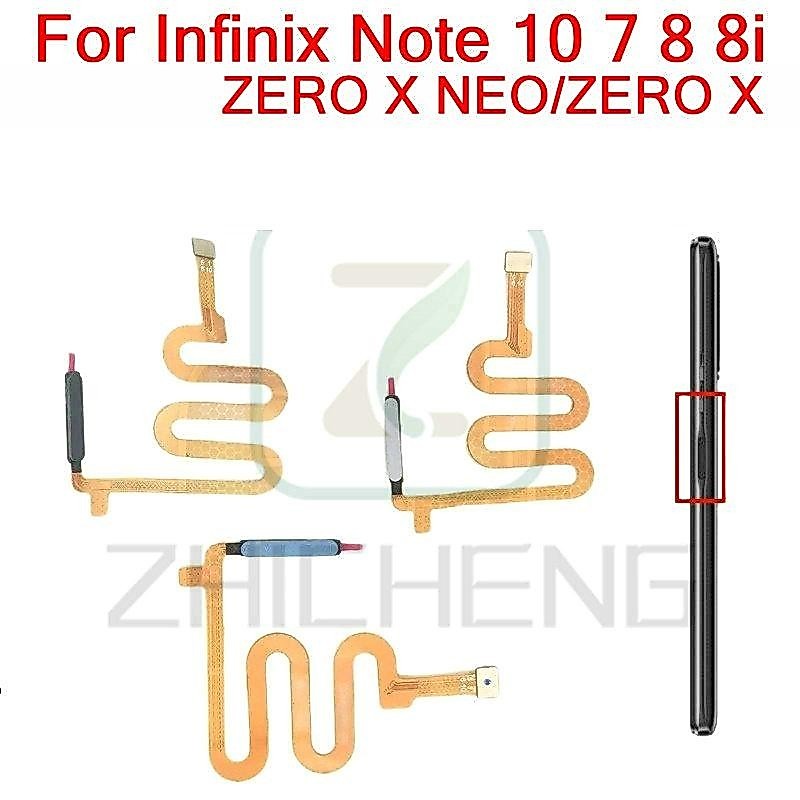 เซ็นเซอร์ลายนิ้วมือพิมพ์ลายนิ้วมือสําหรับ Infinix Note 10 7 8 8i ZERO X NEO X690 X692 X693 On off power swicth ปุ่ม flex