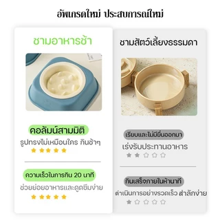 ชามเซรามิกสัตว์เลี้ยง ชามอาหารช้า การให้อาหารและดื่ม 2 ใน 1 ป้องกันสำลัก ป้องกันสำลัก หลากหลายสี