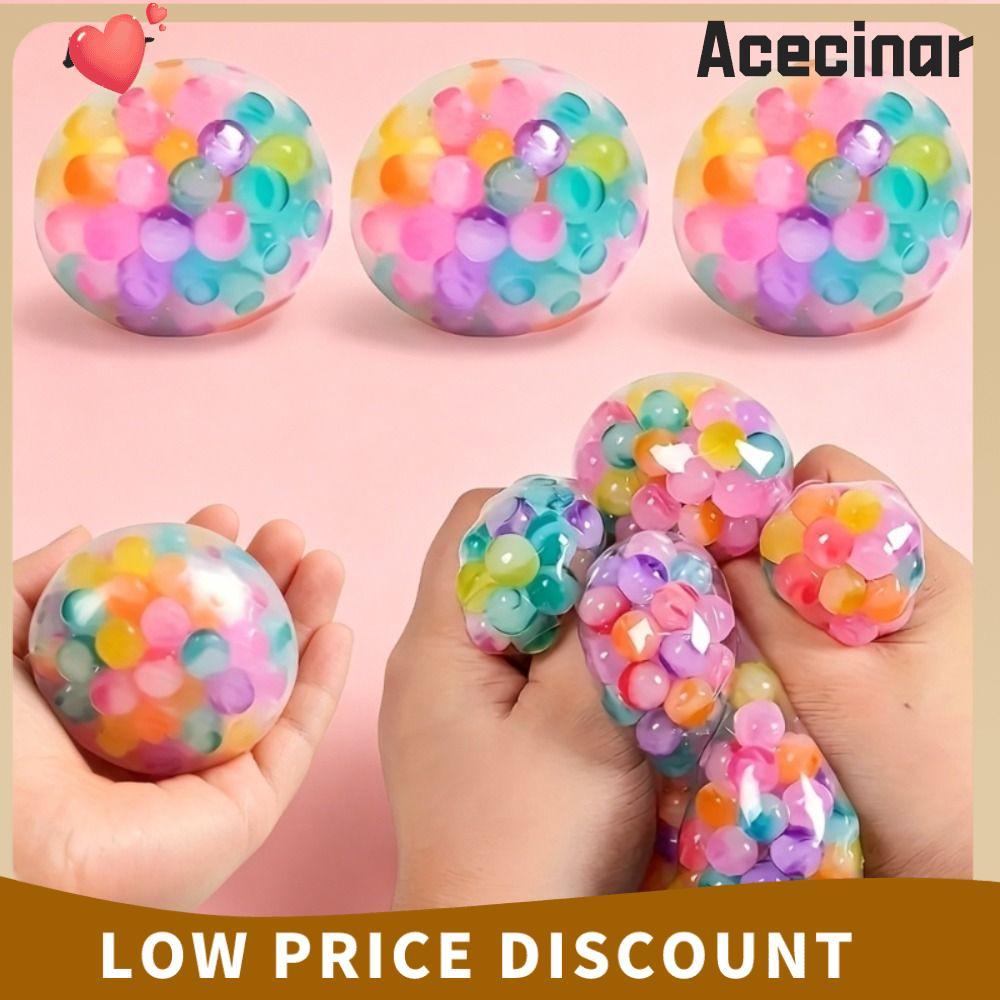 ACECINAR Squishy Stress Ball, Soft TPR Rainbow Bead Stress Ball, Squishy Sensory Fidget Ball เด็กผู้