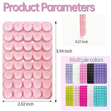 แผ่นซิลิโคนดูดมือถือ 2 ด้าน ใช้ซ้ำได้ ไม่ต้องใช้กาว Silicone Suction Pad สำหรับยึดโทรศัพท์ (แพ็ก 80 ชิ้น)