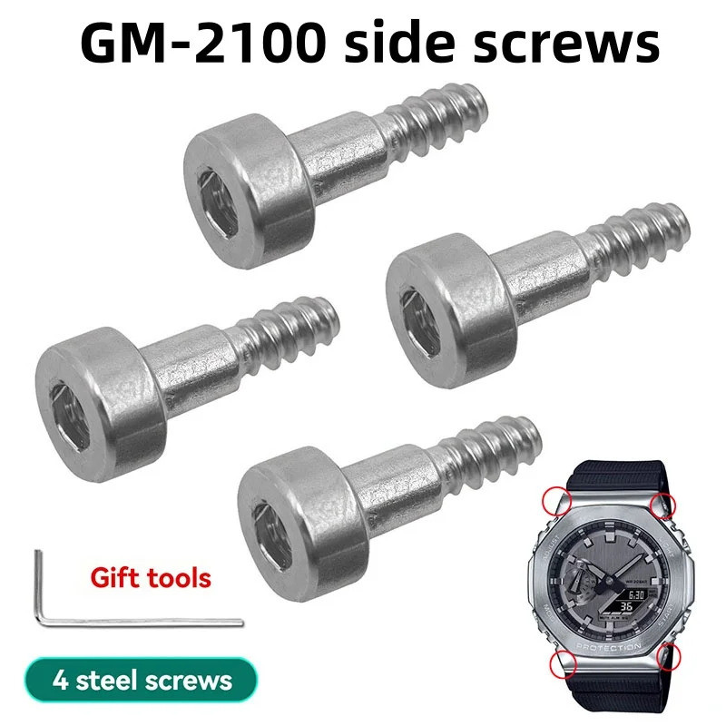 สําหรับ Casio GM-2100 GM2100 GM 2100 GM-2100-1ADR หน้าปัดโลหะสกรูด้านข้างทั้งสองด้านกรณี Bezel สกรูเ