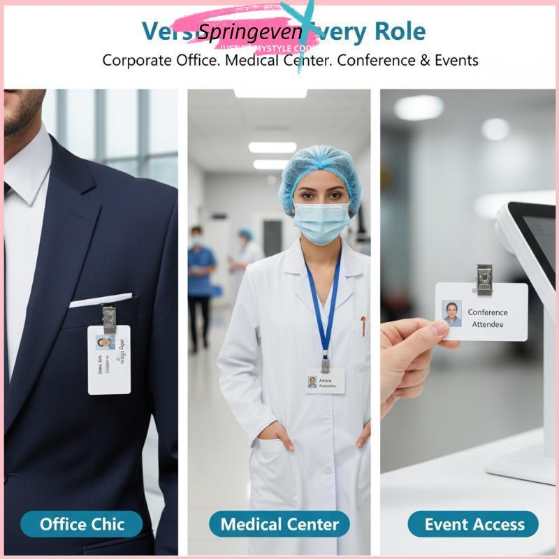 Srenf 5PCS โรงพยาบาลชื่อแท็กคลิป ID ผู้ถือบัตรพร้อมป้ายคลิปสายคล้องง่ายติดพนักงานระบุป้าย Multi Scenario ใช้ Glory