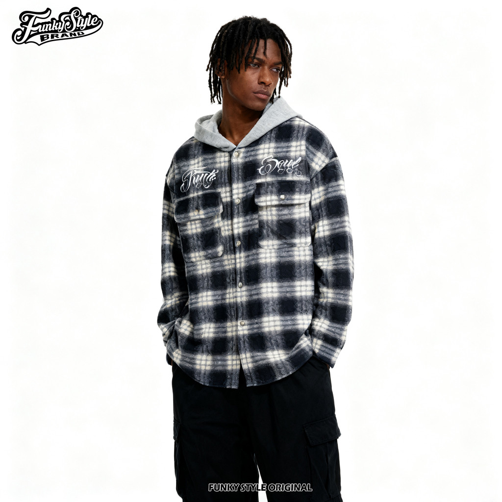 FunkyStyle Original bboy Hip Hop Retro hiphop Hip-hop American Loose VIBE Hooded Shirt Jacket
