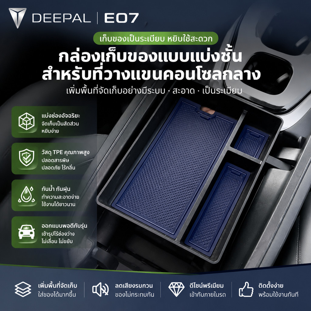 DEEPAL EO7 เฉพาะรถ Central Control Armrest กล่องกล่องเก็บ J07 รถ Central Storage อุปกรณ์ XHGU