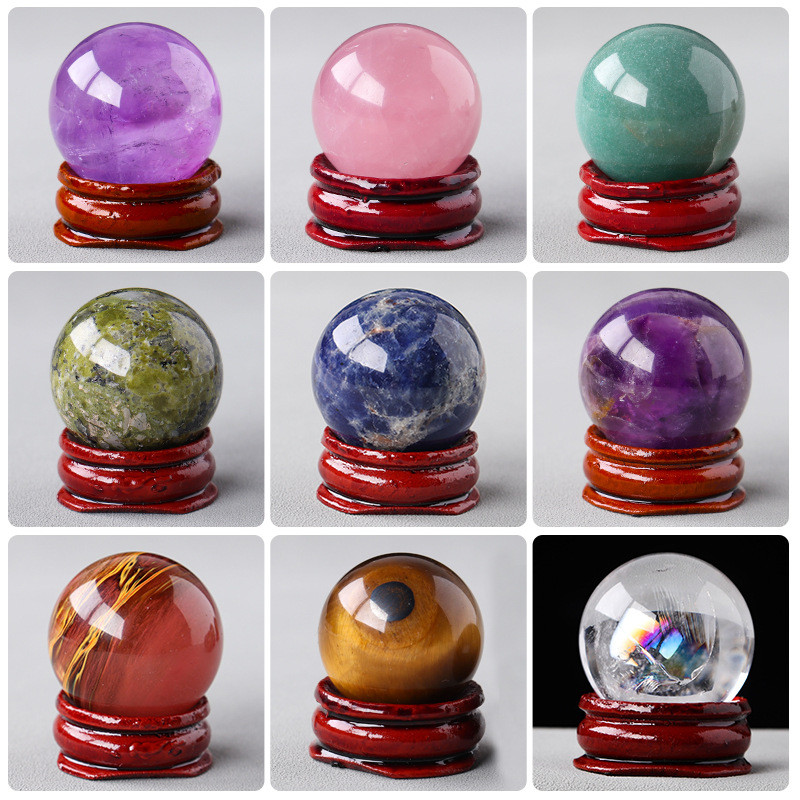 คริสตัลสีชมพูธรรมชาติอเมทิสต์ Citrine Ball เครื่องประดับคริสตัลสีขาวหินหยาบขัด Handle Ball Ore Energ