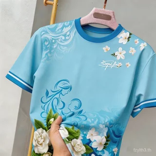 เสื้อโปโลวันแม่ 12 สิงหาคมดอกไม้มะลิสวมกิ๊ฟคุณแม่ที่สะดวกสบาย
