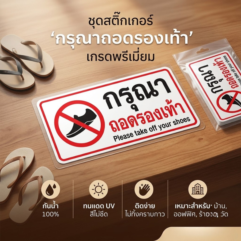 ZB1 HOME สติกเกอร์ PVC เกรดพรีเมี่ยม  สติกเกอร์กรุณาถอดรองเท้า ติดง่าย ลอกออกได้โดยไม่ทิ้งคราบกาว