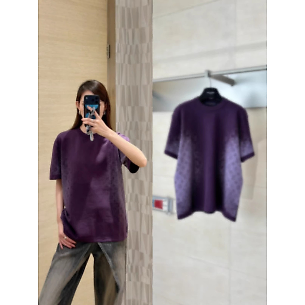 SVN0 L1''' Gradient jacquard knit short sleeve shirt T T-shirt for Men and Women