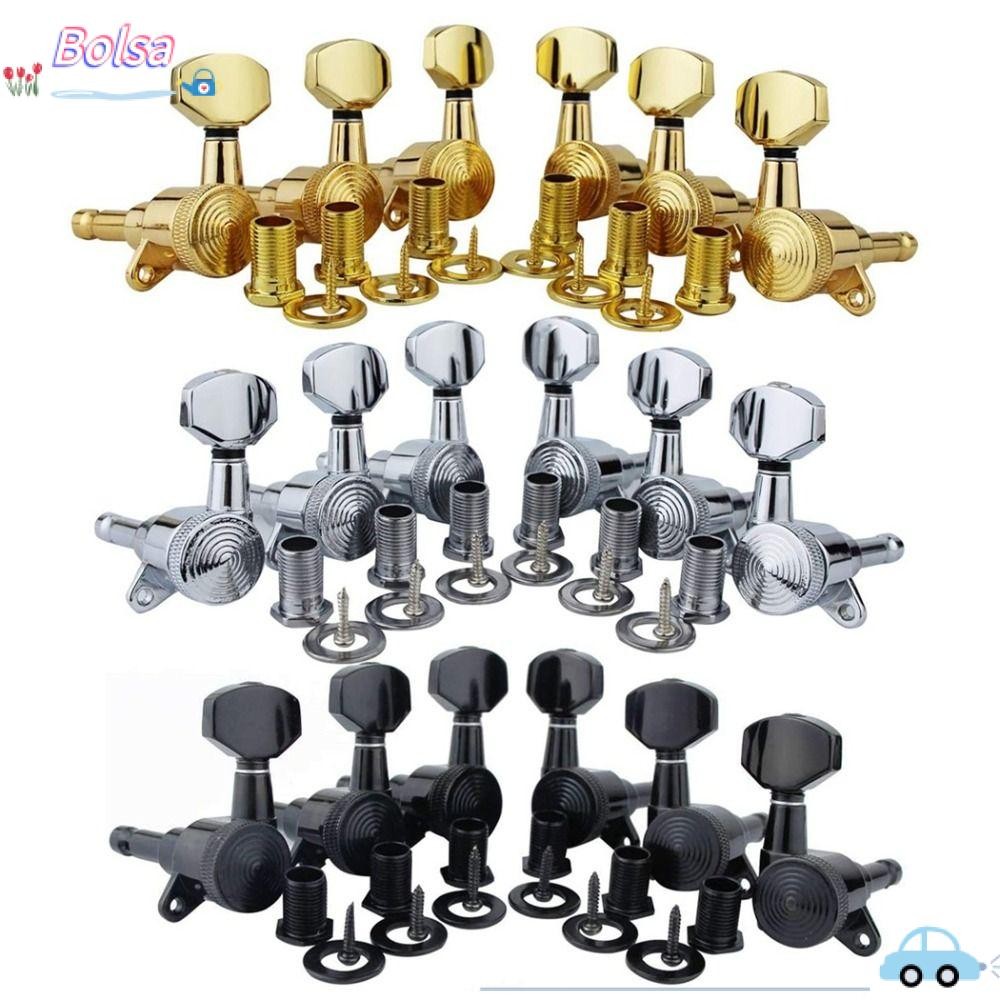 กีต้าร์ไฟฟ้า BOLSA 6 ชิ้น/เซ็ต|หัวจูนเนอร์, Silver/Gold/Black Chrome Guitar Locking Tuner, Durabilit