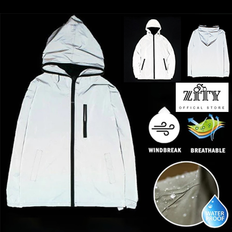 ZITY แจ็คเก็ตเสื้อกันลมกันน้ำ สำหรับขี่จักรยาน สะท้อนแสงเพิ่มความปลอดภัย