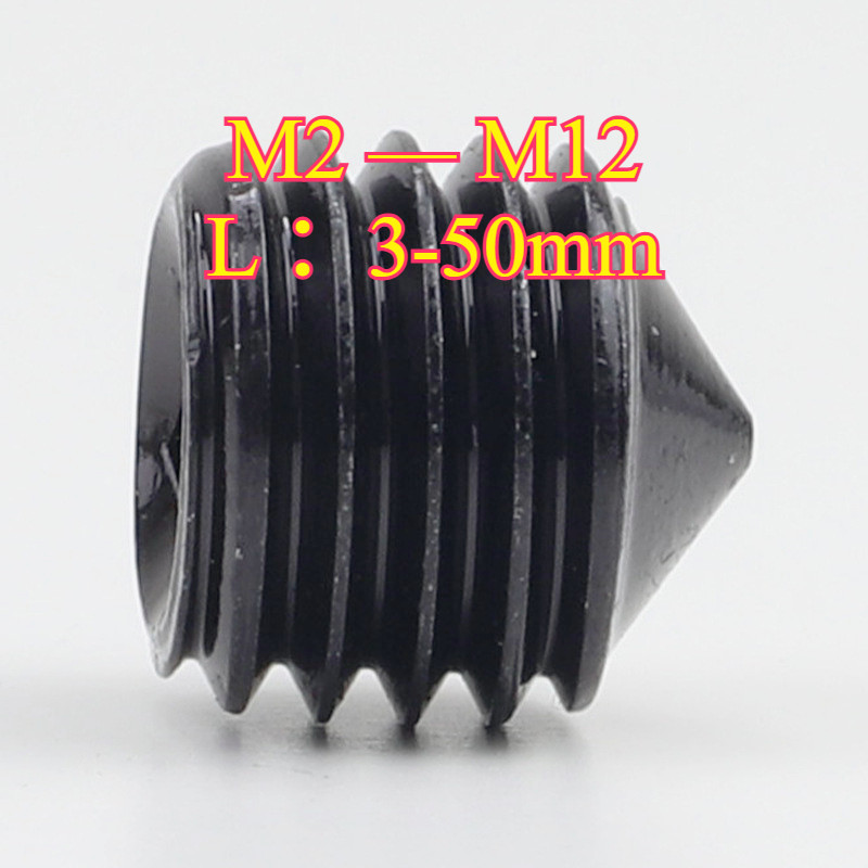 ✨สกรู ตัวหนอน หกเหลี่ยม ปลายแหลม เกลียวมิล หยาบ เกรด 12.9  M2M2.5/M3-M16 * L = 2-60mm แข็งพิเศษ สกรูชุบแข็งดำ  (HA-LR-TH-1) - รูปที่ 4