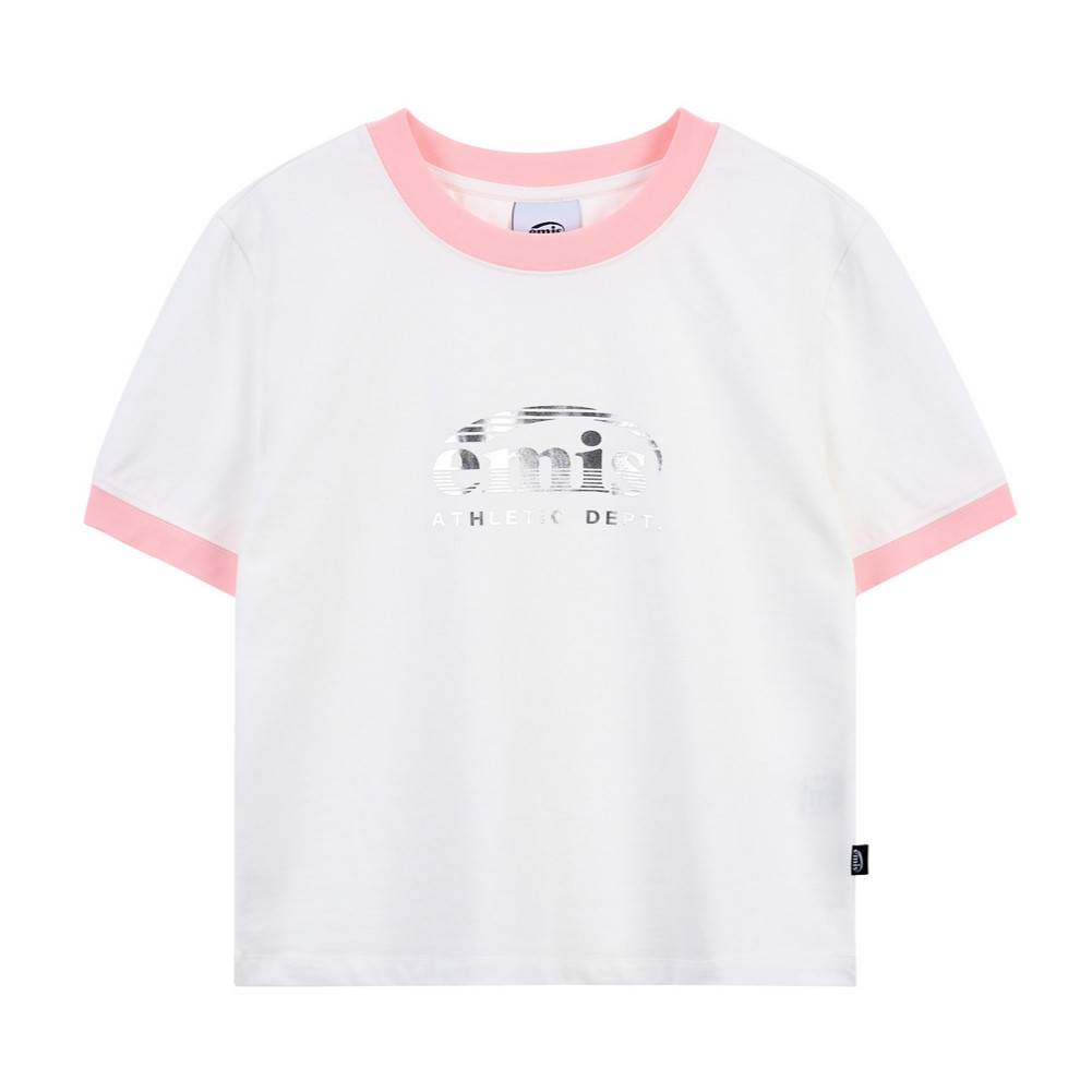 Emis Ringer Sporty T-Shirt (White/Pink)