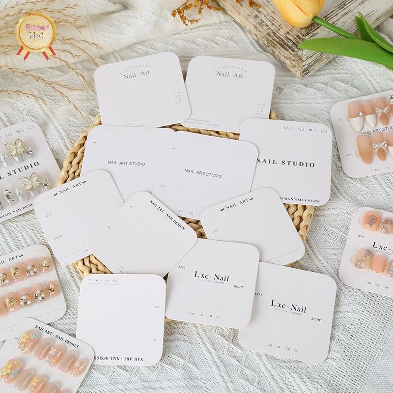 FLTH 20 ชิ้นเล็บแสดงกระดาษแข็งสไตล์เรียบง่ายเล็บปลอมการ์ดสําหรับกดบนเล็บถ่ายภาพ Props ร้านทําเล็บ Vary