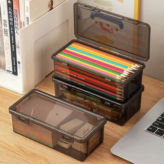 กล่องดินสอพลาสติกใสอเนกประสงค์ กล่องดินสอพลาสติกใส กันน้ำ ความจุใหญ่ 19x9x6 ซม.