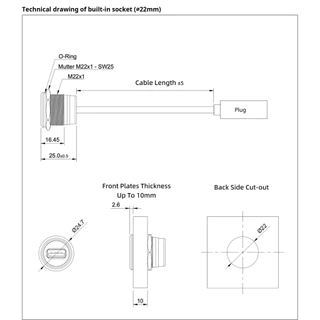 AVSSZ 0.5-2m โลหะ HDMI2.0 Data Extension Cable Connector Female to Male Flush Mount Adapter Socket Wires, for Car Truck Moto Industry