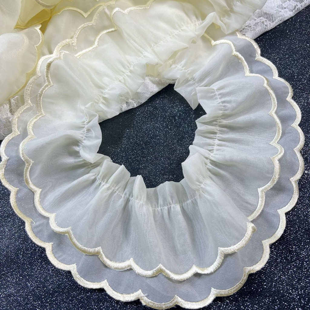 1หลาจีบรวบรวมปักEdgingโพลีเอสเตอร์ลูกไม้Trimชุดเย็บDIYหัตถกรรมผ้าปูที่นอนหมวกกระโปรงผ้ากันเปื้อนคอCu