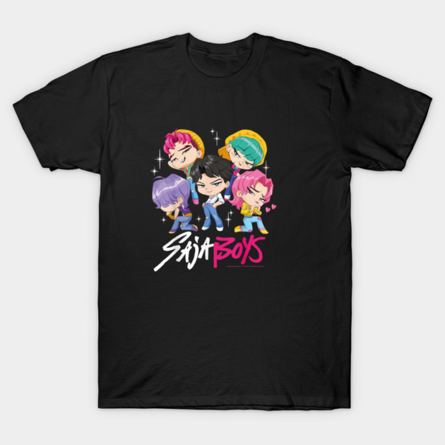 เสื้อยืด Vintage Saja Boys Chibi Boy Band Group Shot T-Shirt แท้ Cotton 100% เกาหลี y2k สีขาว