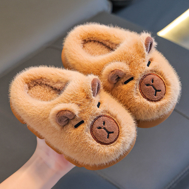 รองเท้าแตะเด็ก Capybara พื้นนุ่มกันลื่น ใส่ในบ้าน หน้าหนาว น่ารัก ของขวัญเด็กผู้ชาย-หญิง