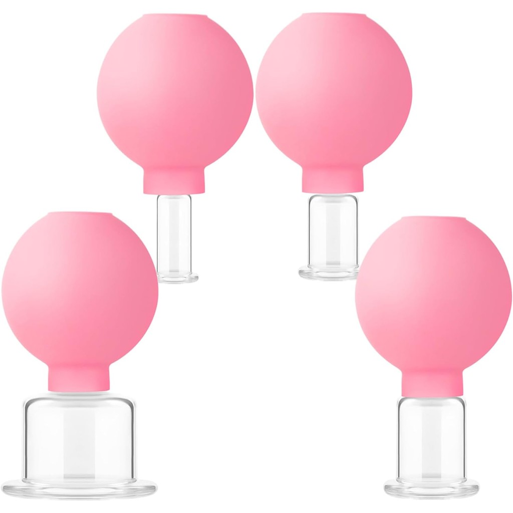 Glass Cupping Set,4Pcs Massage Vacuum Suction Cupping Cups,Facial Cupping Therapy Set for Body Face 