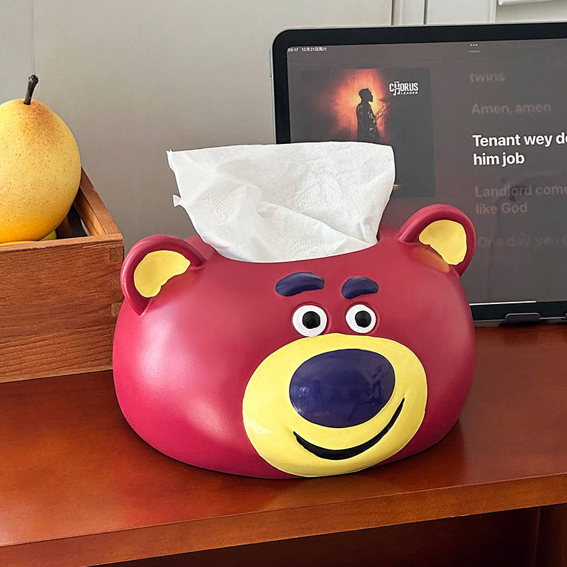 Cartoon Strawberry Bear Tissue Box Living Room Desktop Paper Extraction Box Bedroom Storage Box Home
