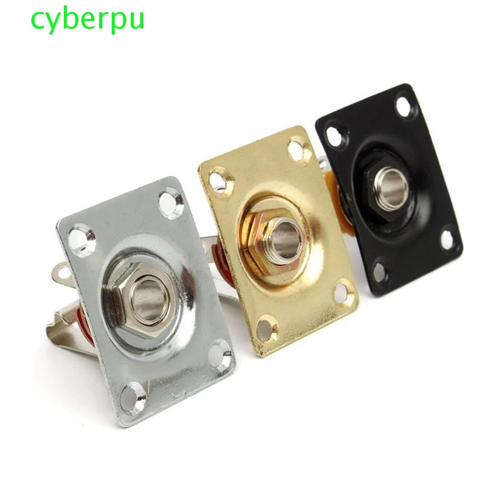 CYBERPULSE Output Socket Square Style ทนทาน Jack Plate & Screws สําหรับกีตาร์ไฟฟ้ากีตาร์ Replacement
