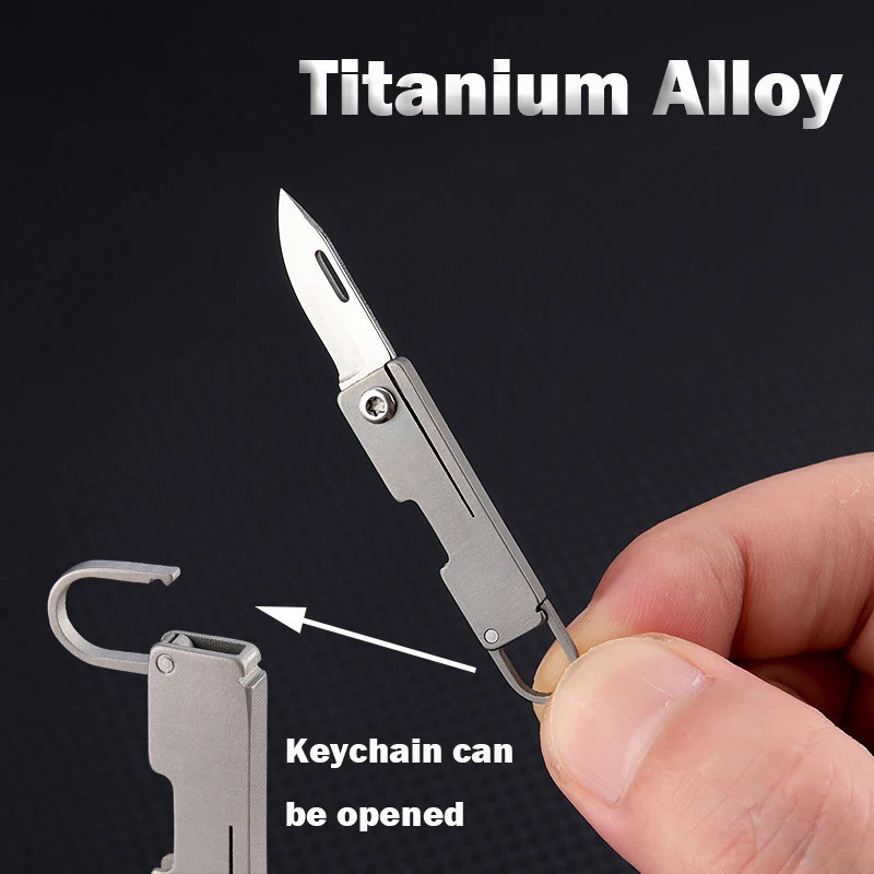 MINI TC4 Titanium Alloy Mini  Folding Knife EDC Portable Keychain Pendant Knife Express Unpacking Po