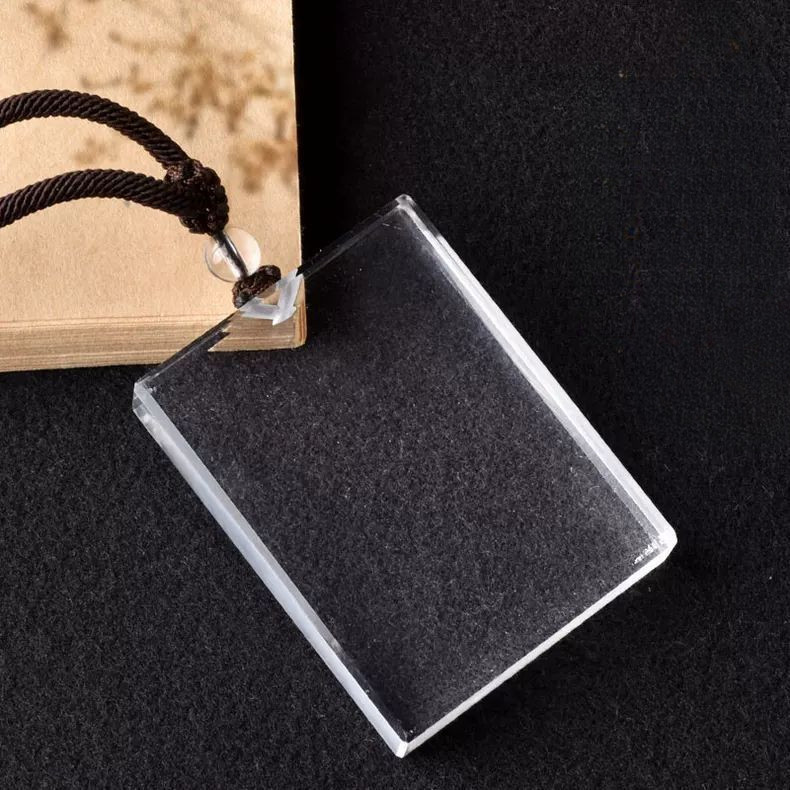 Raw Ore คริสตัลสีขาวไม่มี Matter จี้สแควร์แผ่นสร้อยคอจี้