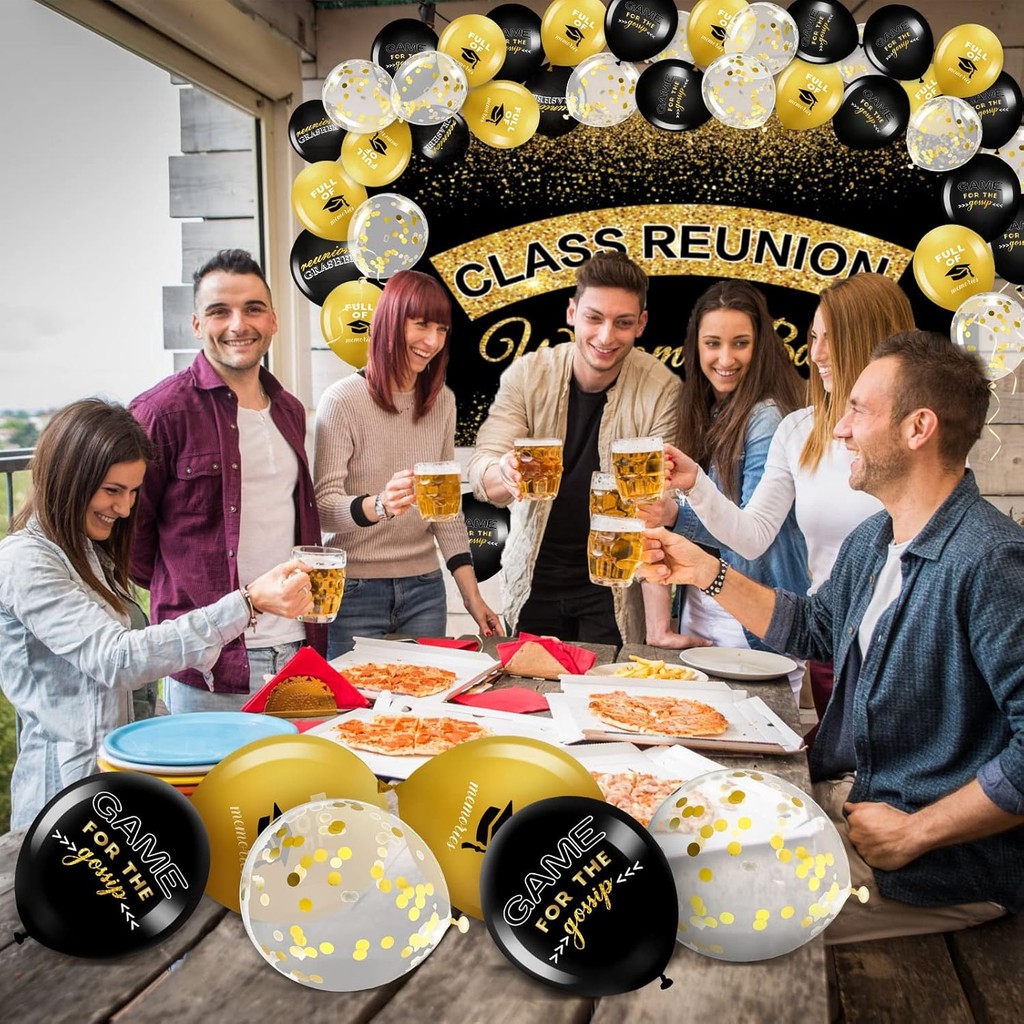 21 ชิ้น Class Reunion Party ตกแต่งโรงเรียน Reunion แบนเนอร์ฉากหลัง Class Reunion ลูกโป่ง Latex Class