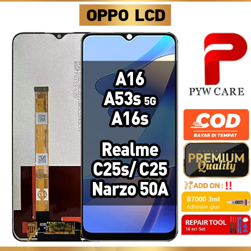 หน้าจอ LCD ที่รองรับสําหรับ OPPO A16 / Realme C25 / Realme C25s / Narzo 50A / Oppo A16s / หน้าจอ LCD