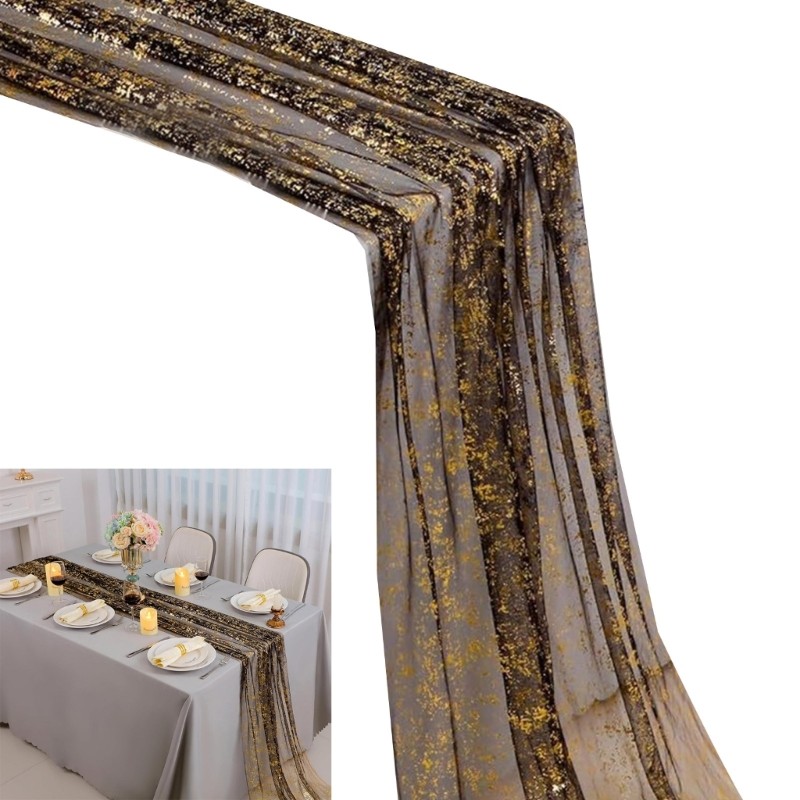 XY ฟอยล์สีทองประดับด้วยตาข่ายรองชนะเลิศอันดับตารางสําหรับตกแต่งรับประทานอาหารผ้าโพลีเอสเตอร์แข็งแรงท